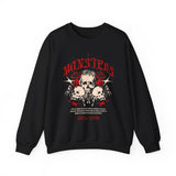 Monsters Skull Guardians Gothic Horror Unisex Heavy Blend Crewneck Sweatshirt Dark Graphic Halloween Streetwear Bold Vintage Skull Pullover