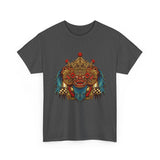 Kala Bhairav Mask Graphic T Shirt Mythical Cultural Warrior Spirit Inspired Tee Tribal Festival Art Streetwear Heavy Cotton Top