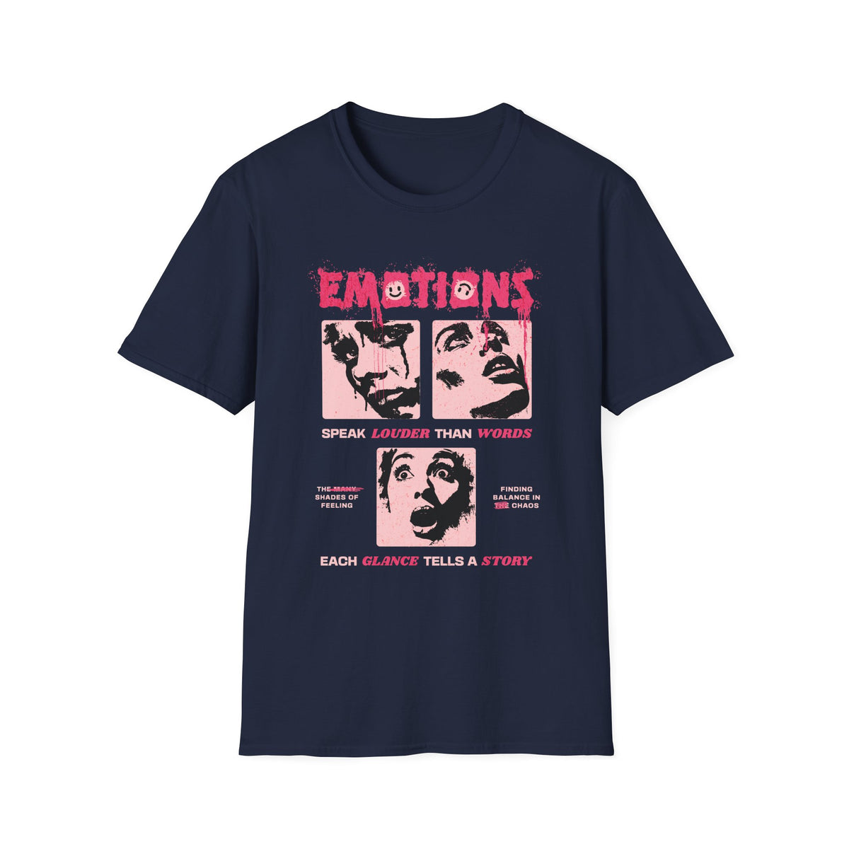 Emotions Speak Louder Than Words Graphic Unisex Softstyle T Shirt Bold Streetwear Retro Pop Art Statement Tee