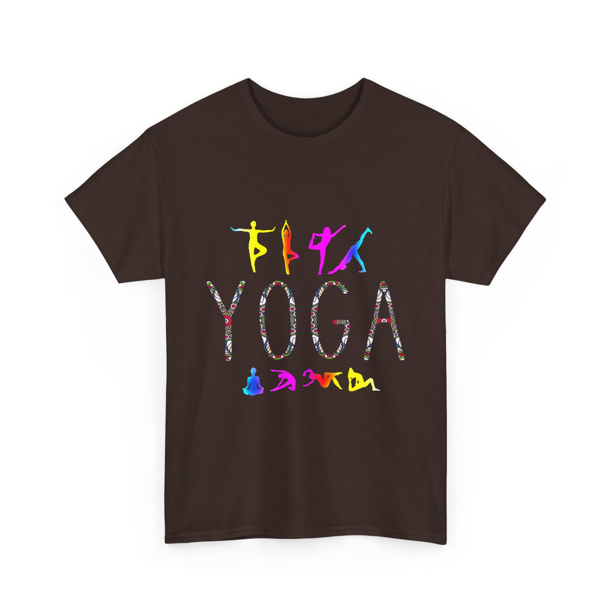 Unisex Yoga Graphic T Shirt Colorful Pose Typography Tee Spiritual Mindfulness Meditation Fitness Lifestyle Heavy Cotton Top for Men and Women