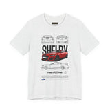 Shelby Red High Performance Muscle Coupe Blueprint Unisex Heavy Cotton Tee Retro Car Art Streetwear Gift for Gearheads Daily Wear Car Lovers Apparel