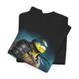 Urban Warrior Samurai Unisex Heavy Cotton Tee Fierce Armored Fighter Design Blue Warrior Energy Bold Strength Streetwear For Courageous Hustlers And Urban Legends