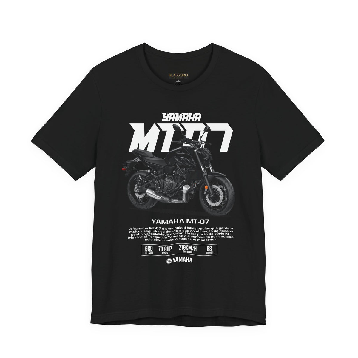 Yamaha MT 07 Inspired Naked Bike Motorcycle Graphic Unisex Heavy Cotton Tee Premium Streetwear T Shirt for Riders Bikers Moto Enthusiasts Everyday Wear