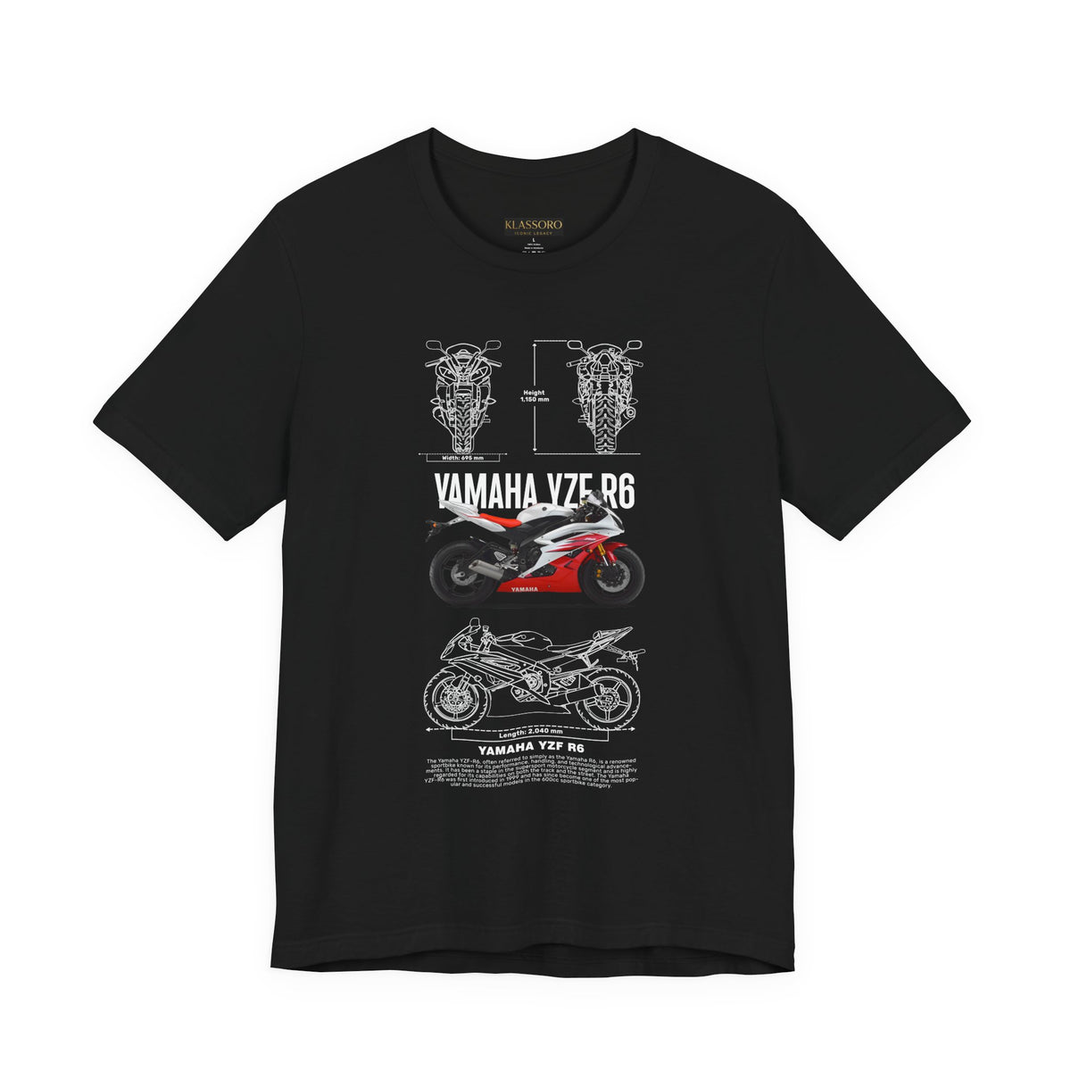 Yamaha YZF R6 Inspired Supersport Motorcycle Graphic Unisex Heavy Cotton Tee Premium Streetwear T Shirt for Riders Racers Moto Enthusiasts Everyday Wear