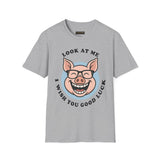 Laughing Pig Fun Cartoon Unisex Heavy Cotton Tee Trendy Humor Streetwear Graphic Shirt Perfect Gift for Friends Birthdays Casual Wear