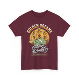 Golden Dreams Silver Reality Money Graphic Unisex Heavy Cotton Tee Bold Hustler Cash Bag Dollar Streetwear Motivational T Shirt
