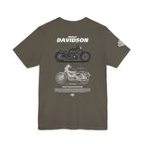 Harley Davidson Sportster Inspired Cruiser Motorcycle Blueprint Graphic Unisex Heavy Cotton Tee Premium Biker Streetwear T Shirt for Riders Enthusiasts Everyday Wear