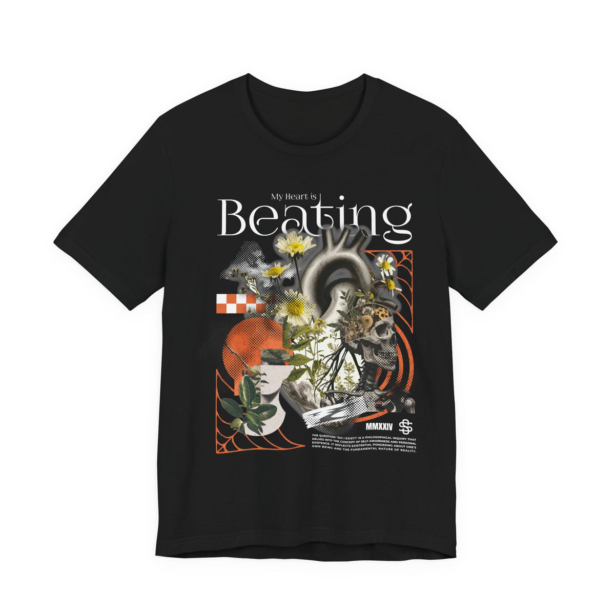My Heart Is Beating Floral Anatomy Collage Unisex Jersey Short Sleeve Tee Abstract Vintage Graphic Artistic Streetwear Statement T Shirt