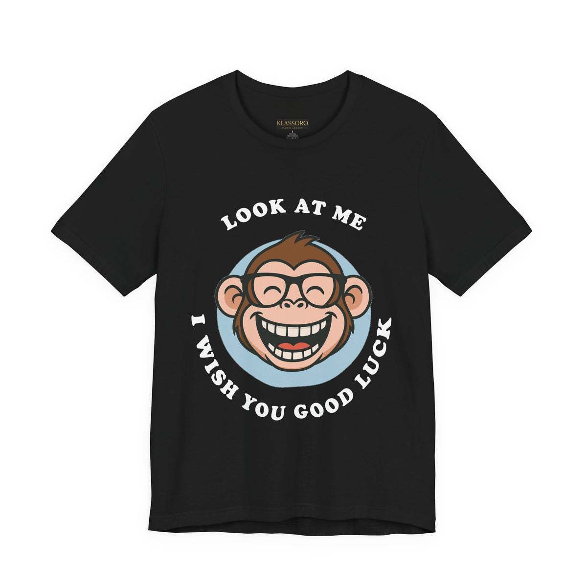 Smiling Monkey Cartoon Good Luck Design Unisex Heavy Cotton Tee Funny Cute Graphic Shirt Positive Vibes Humor Artwork Casual Wear Gift For Friends