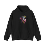 Snapshot of Madness Unisex Heavy Blend Hooded Sweatshirt Dark Comic Art Streetwear Design Bold Neon Graphic Hoodie Soft Fleece Comfort Wearable Art for Artists Dreamers and Creative Minds