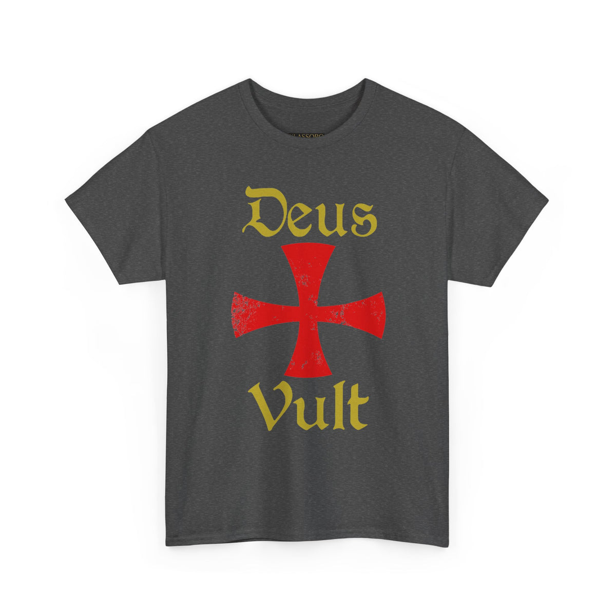 Deus Vult Unisex T Shirt Medieval Crusader Cross Graphic Tee Warrior Knight Inspired Vintage Christian Symbol Heavy Cotton Streetwear