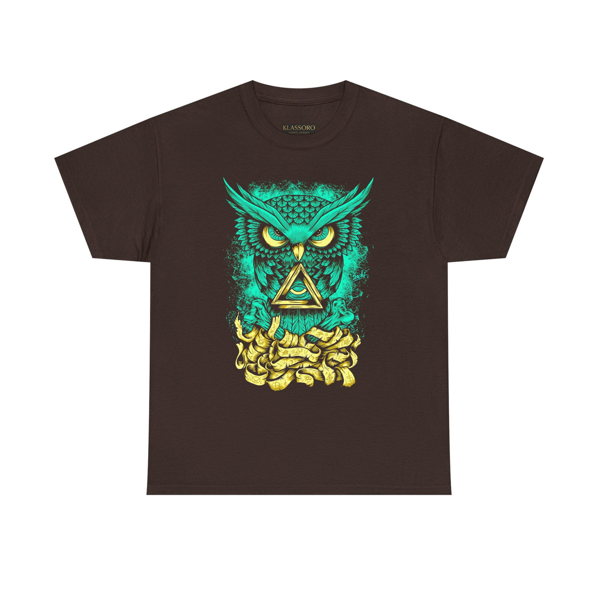 The Watcher Owl All Seeing Wisdom Unisex Heavy Cotton Tee Futuristic Mystic Streetwear T Shirt With Geometric Owl Symbol Neon Glow Artistic Design For Thinkers Visionaries And Night Owls