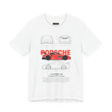 Porsche Racing Blueprint Tee — Vintage Red Sports Car Graphic T-Shirt