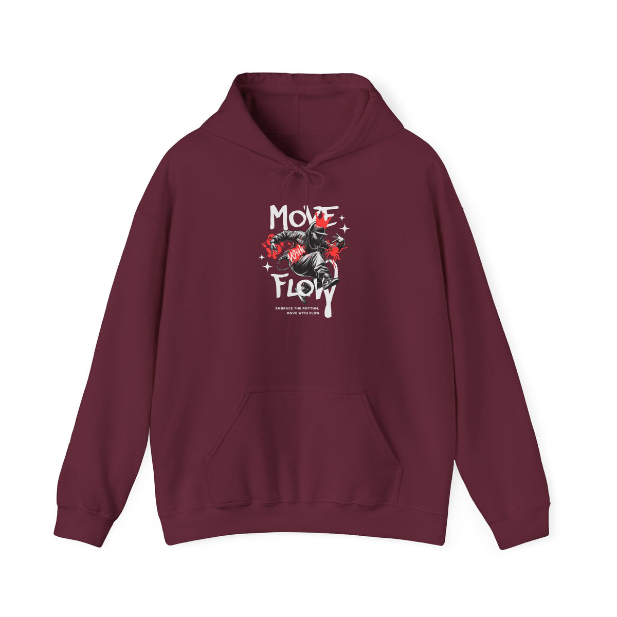 Move With Flow Breakdance Graphic Unisex Heavy Blend Hooded Sweatshirt Hip Hop Streetwear Dance Rhythm Hoodie