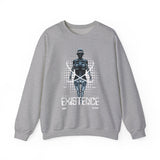 Existence Dystopian Society Cyborg Unisex Heavy Blend Crewneck Sweatshirt Futuristic Sci Fi Robotic Graphic Cyberpunk Streetwear Pullover