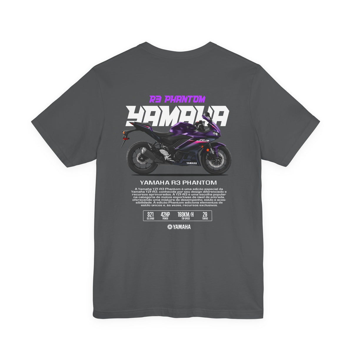 Yamaha R3 Phantom Inspired Sportbike Motorcycle Graphic Unisex Heavy Cotton Tee Premium Streetwear T Shirt for Riders Racers Enthusiasts Everyday Wear
