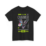 The Charmer Unisex Heavy Cotton Tee Futuristic Butterfly Graphic Streetwear Neon Cyber Aesthetic Artistic Fashion Statement T Shirt