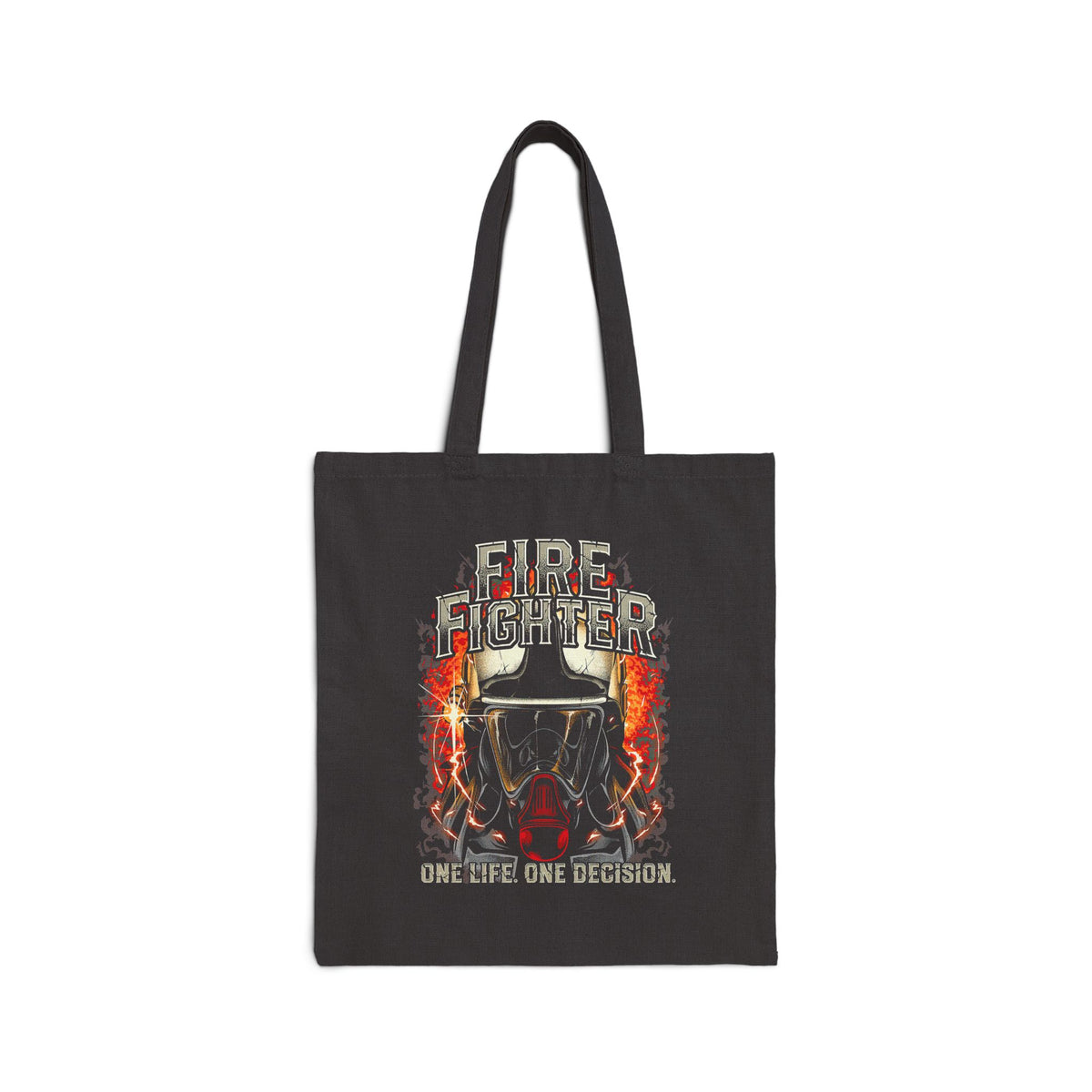 Firefighter Courage Cotton Tote Bag One Life One Decision Quote Eco Friendly Shopper Bag Bold Firefighter Design Tribute To Heroes Perfect Gift For Firefighters And Supporters