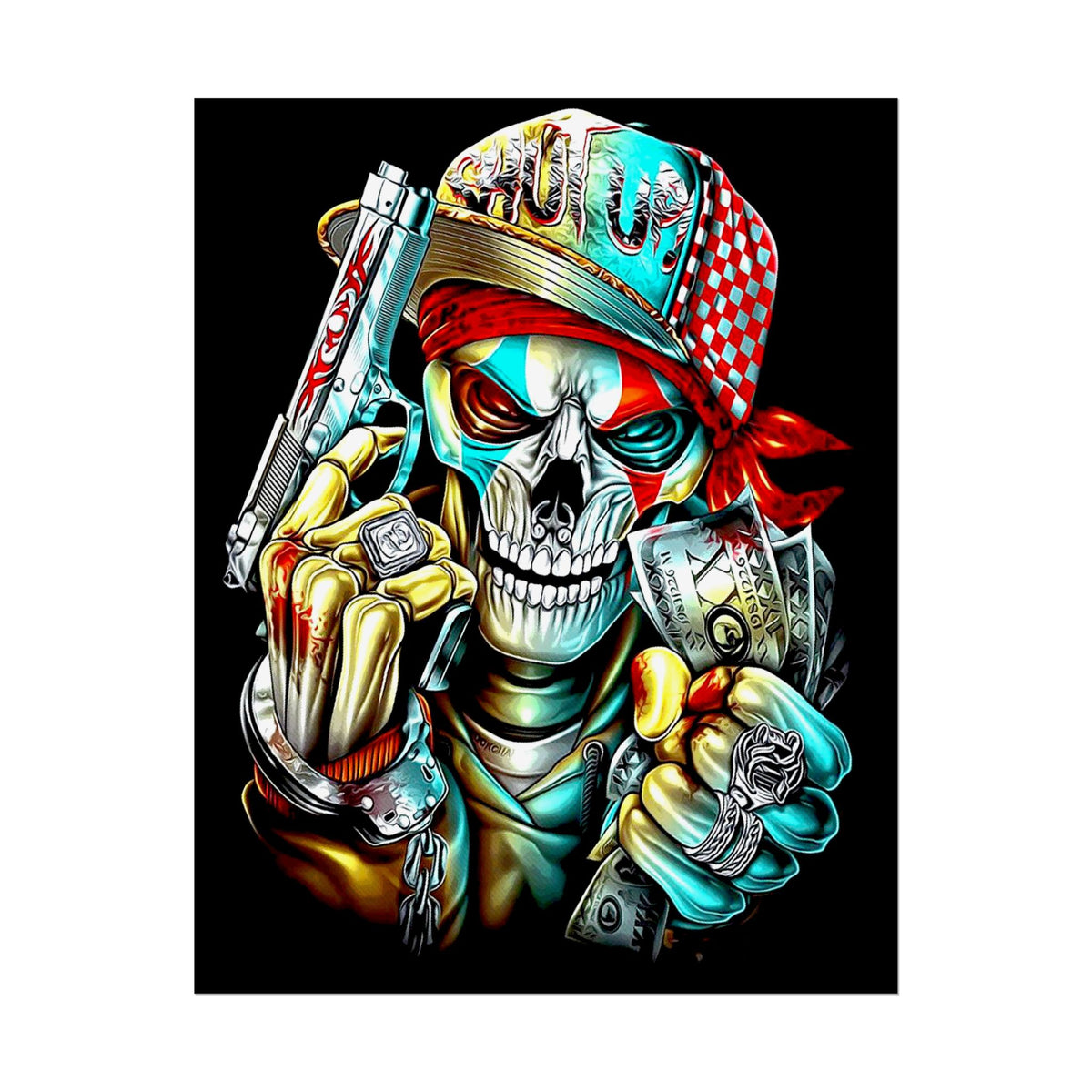 Skeleton Hustler Premium Poster Bold Street Art Wall Decor for Fearless Dreamers, Hustlers, and Visionaries