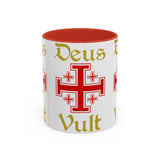 Deus Vult Accent Coffee Mug 11oz 15oz Red Cross Knight Crusader Ceramic Cup Bold Medieval Design Christian Symbol Faith Inspired Coffee Tea Gift Drinkware