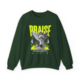 Praise Angel Statue Graphic Unisex Heavy Blend Crewneck Sweatshirt Gothic Spiritual Streetwear Pullover