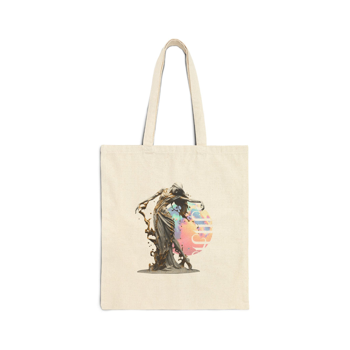 Sculptural Future Statue Art Cotton Canvas Tote Bag Greek Goddess Abstract Cosmic Splash Bold Artistic Streetwear Reusable Shopping Bag
