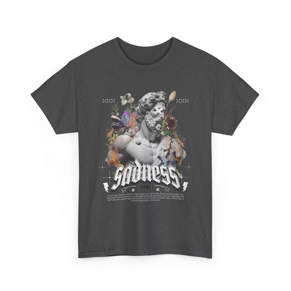 Sadness Graphic T Shirt Unisex Heavy Cotton Tee Greek Statue Art Design Emotional Aesthetic Streetwear Vintage Gothic Fashion Artistic Expression Top