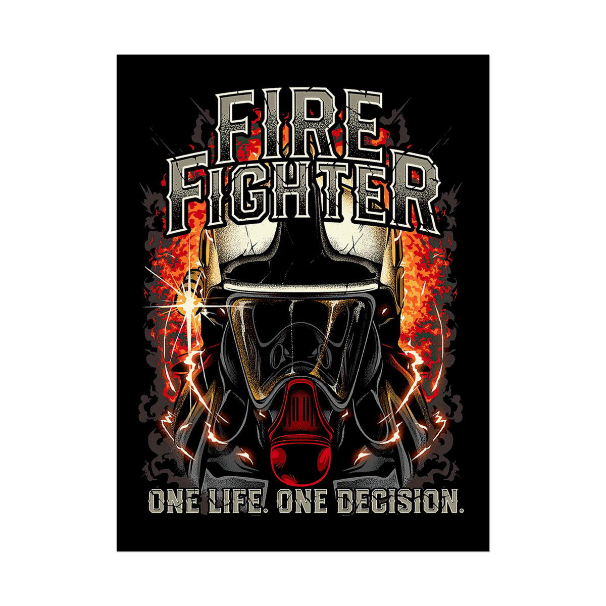 Firefighter Motivational Poster One Life One Decision Wall Art Tribute To Heroes Courage Quote Fire Rescue Design Home Decor Gift For Firefighters Gym Office Inspirational Wall Print