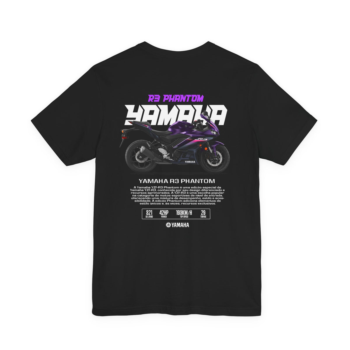 Yamaha R3 Phantom Inspired Sportbike Motorcycle Graphic Unisex Heavy Cotton Tee Premium Streetwear T Shirt for Riders Racers Enthusiasts Everyday Wear
