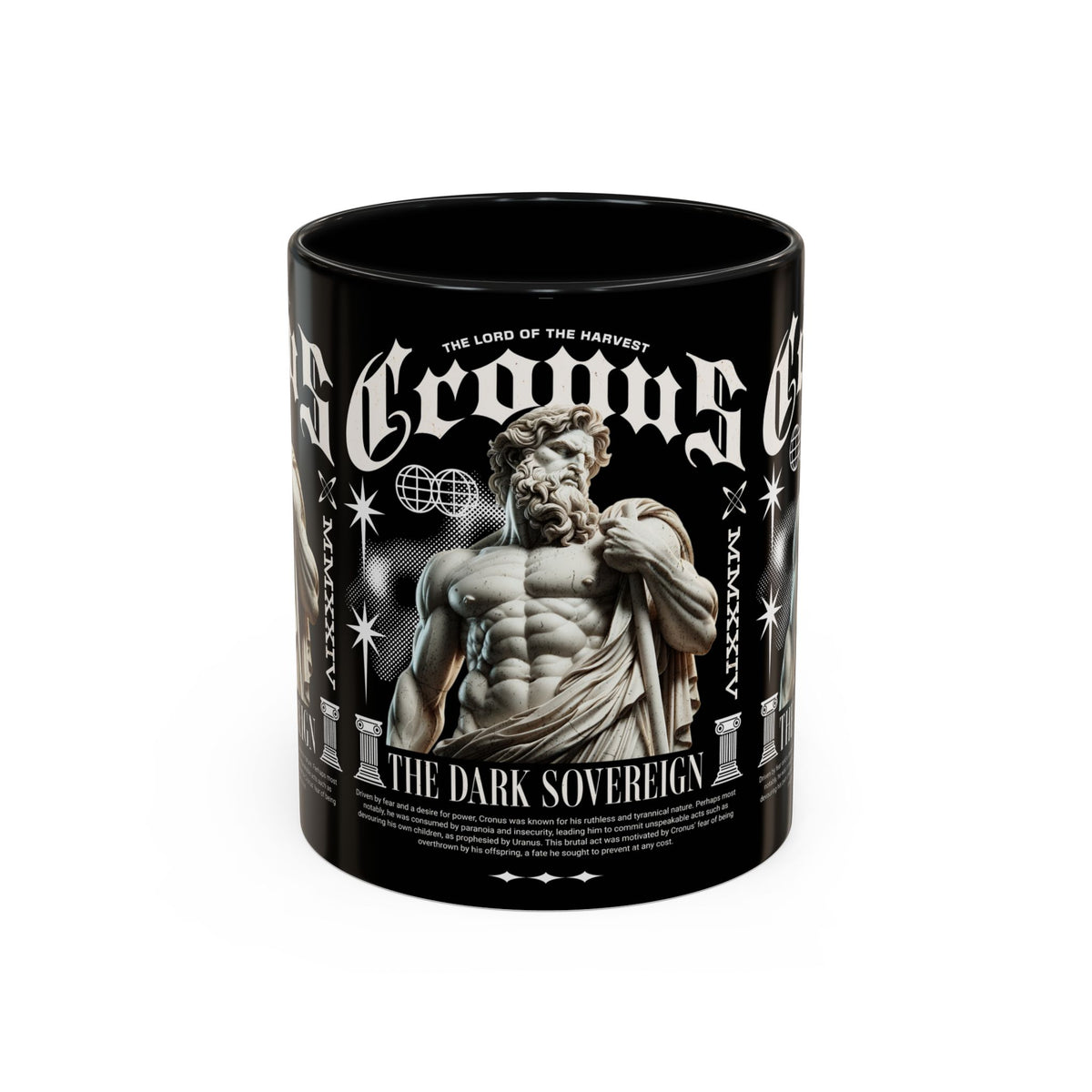 Cronus The Dark Sovereign Accent Coffee Mug 11oz 15oz Greek Mythology Statue Graphic Gothic Streetwear Bold Artistic Ceramic Cup