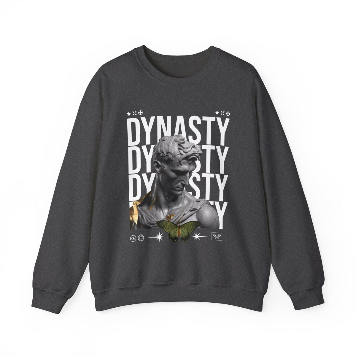 Dynasty Statue Graphic Unisex Heavy Blend Crewneck Sweatshirt Greek Sculpture Butterfly Streetwear Art Inspired Pullover