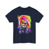 Calavera Punk Skull Unisex Heavy Cotton Tee Neon Gothic Streetwear T-Shirt Bold Rock Rebel Design For Punk Festivals Halloween Concerts Tattoo Lovers And Alternative Fashion