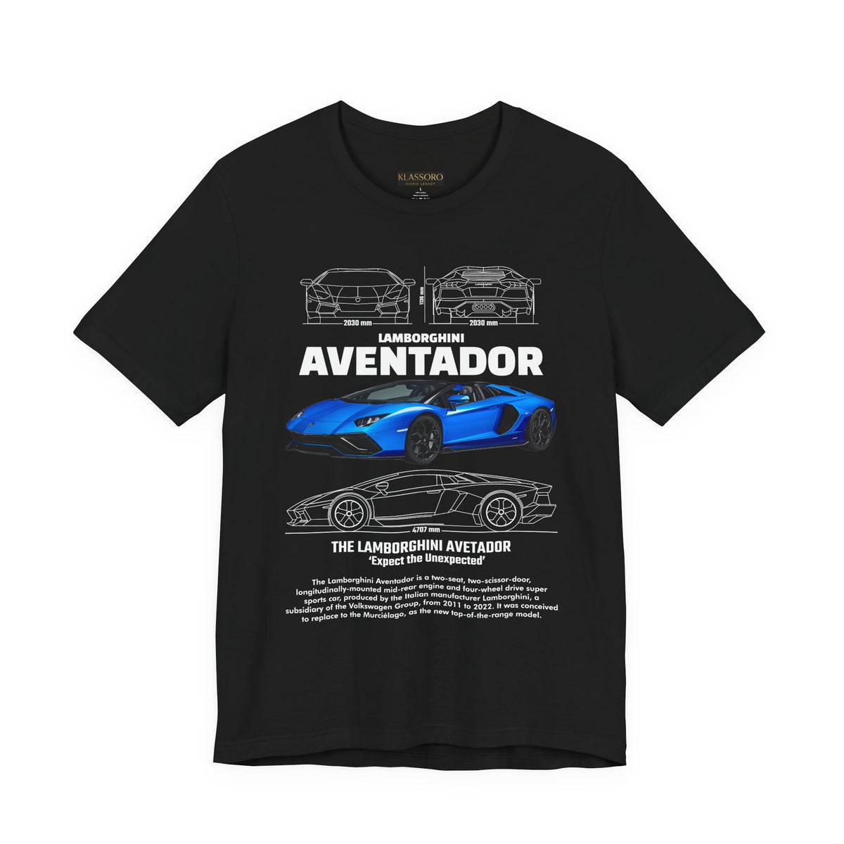 Aventador Blue Hypercar Blueprint Unisex Heavy Cotton Tee High Performance Streetwear Design for Car Enthusiasts Racers and Speed Lovers