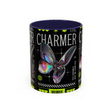 The Charmer Butterfly Accent Coffee Mug 11oz 15oz Black Two Tone Ceramic Cup Aesthetic Iridescent Butterfly Design Gift for Coffee Lovers