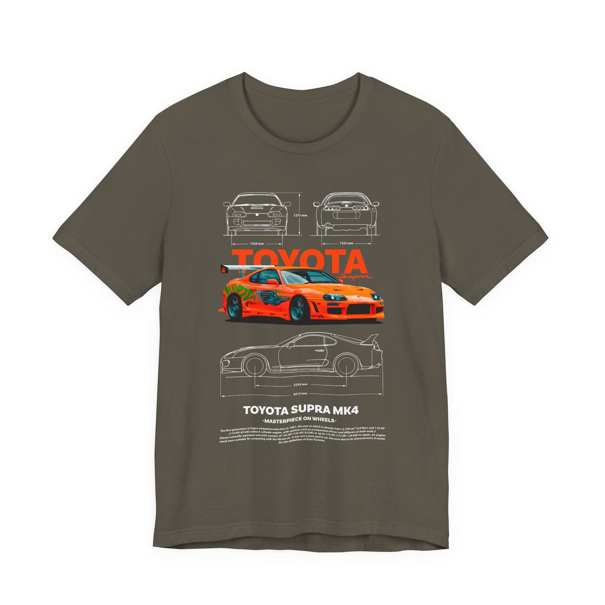 Legendary Orange Street Racer Blueprint Tee Unisex Heavy Cotton Retro Tuner Car Art Graphic Shirt for Enthusiasts