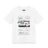 White Track Racing Blueprint Artwork Unisex Heavy Cotton Tee High Performance Inspired Streetwear Graphic Shirt For Car Lovers And Speed Enthusiasts