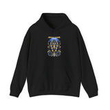 Eye Of Eternity Hoodie Gold And Blue Egyptian Owl Pharaoh Unisex Premium Streetwear Hoodie Sacred Geometry Spiritual Power Design For Modern Kings And Queens