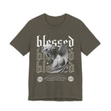 Blessed Angel Statue Graphic Unisex Jersey Short Sleeve Tee Gothic Streetwear Aesthetic Spiritual Bold Artistic Fashion T Shirt