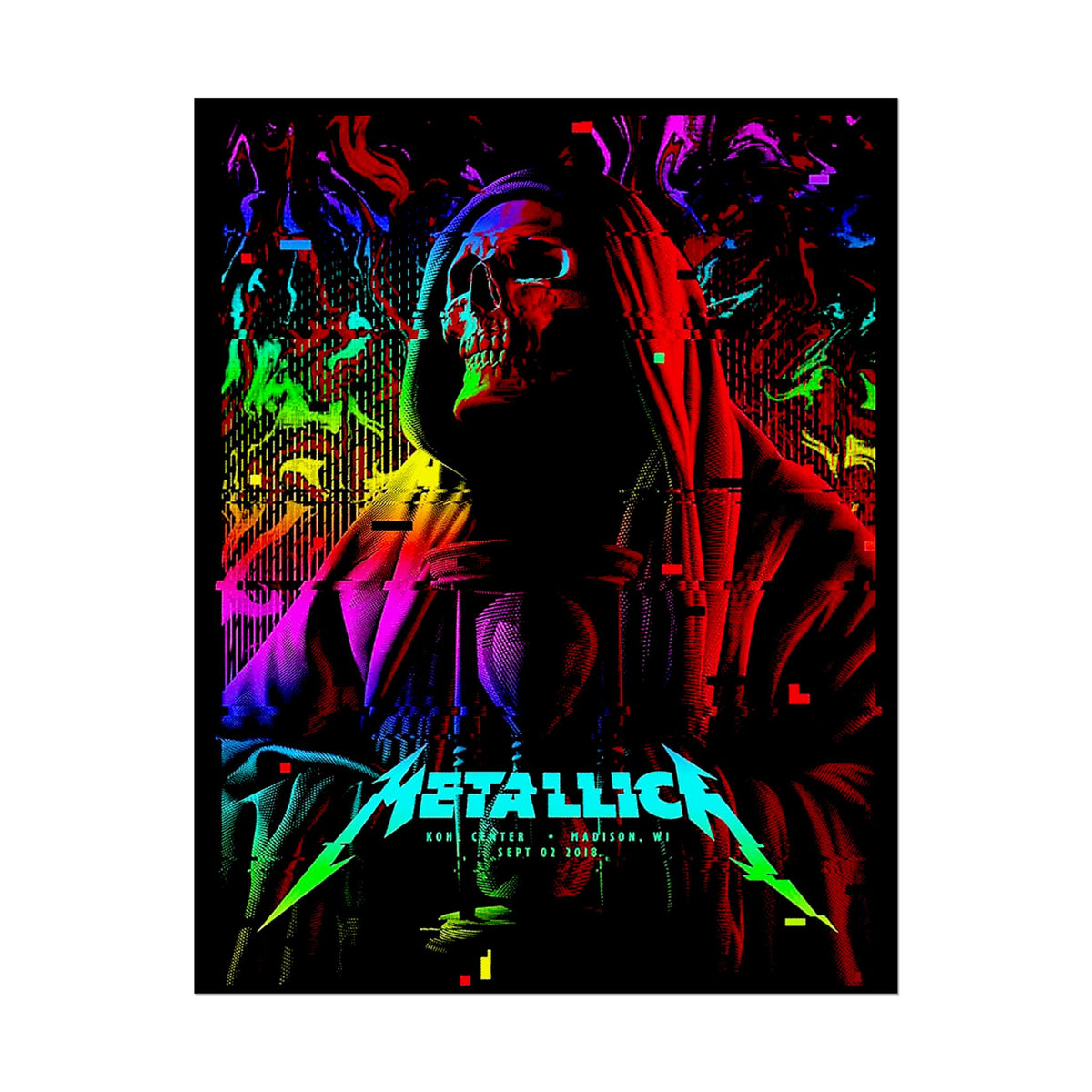 Reaper Of Neon Flames Poster Dark Neon Skull Wall Art Cosmic Energy Illustration Premium Matte Print For Home Studio Office And Urban Spaces