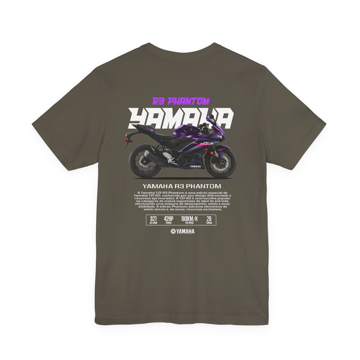 Yamaha R3 Phantom Inspired Sportbike Motorcycle Graphic Unisex Heavy Cotton Tee Premium Streetwear T Shirt for Riders Racers Enthusiasts Everyday Wear