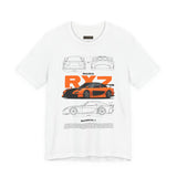 Orange Retro JDM Inspired Sports Coupe Blueprint Unisex Heavy Cotton Tee Street Racing Art Shirt for Car Lovers Daily Wear