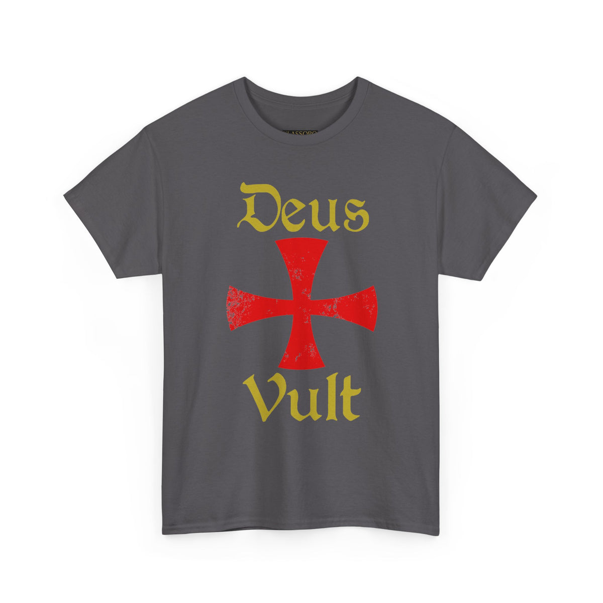 Unisex Deus Vult T Shirt Medieval Crusader Cross Graphic Tee Warrior Knight Inspired Vintage Christian Symbol Heavy Cotton Streetwear