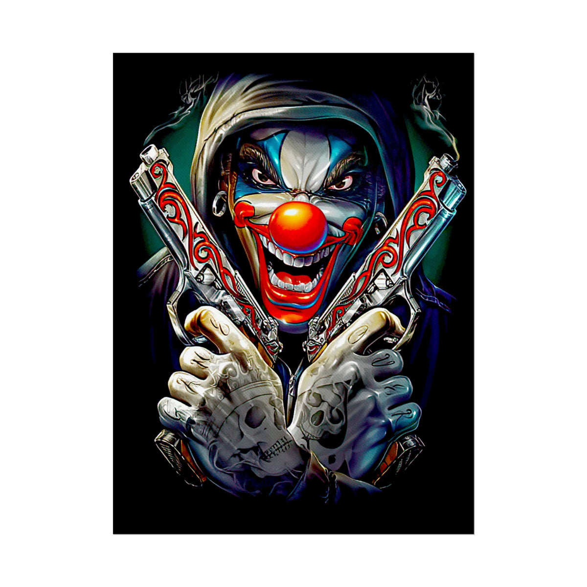 Fearless Grin Street Clown Poster Bold Urban Wall Art Design Neon Chaos Energy Artwork For Creative Minds Gamers And Street Culture Lovers