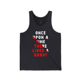 Unisex Once Upon A Time There Lived A Ghost Jersey Tank Top Horror Graphic Sleeveless Shirt Spooky Paranormal Gothic Halloween Inspired Scary Storytelling