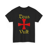 Unisex Deus Vult T Shirt Medieval Crusader Cross Graphic Tee Warrior Knight Inspired Vintage Christian Symbol Heavy Cotton Streetwear