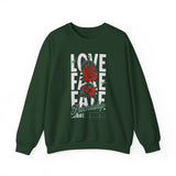 Love Fake Friendship Rose Crewneck Comfortable Unisex Sweatshirt Bold Graphic Streetwear Pullover Empowering Artistic Floral Design For Self Expression Perfect Gift For Friends Birthdays Cozy Days...