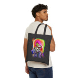 Calavera Punk Skull Tote Bag Neon Gothic Streetwear Accessory Bold Punk Art Festival Carryall For Tattoo Lovers Halloween Outfits And Alternative Fashion Enthusiasts