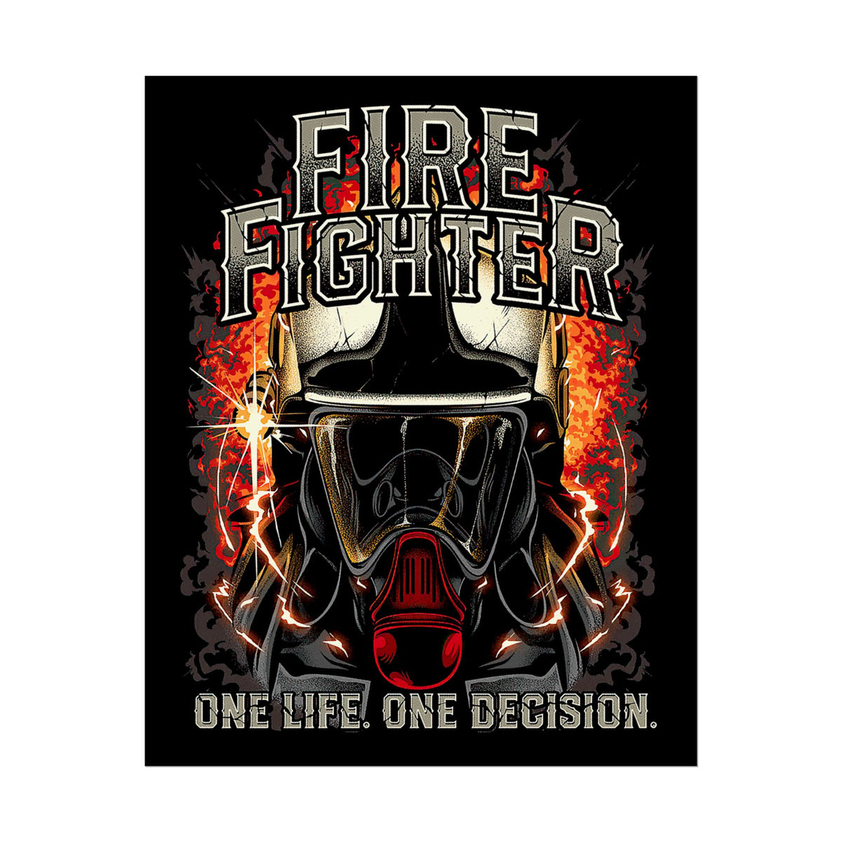 Firefighter Motivational Poster One Life One Decision Wall Art Tribute To Heroes Courage Quote Fire Rescue Design Home Decor Gift For Firefighters Gym Office Inspirational Wall Print