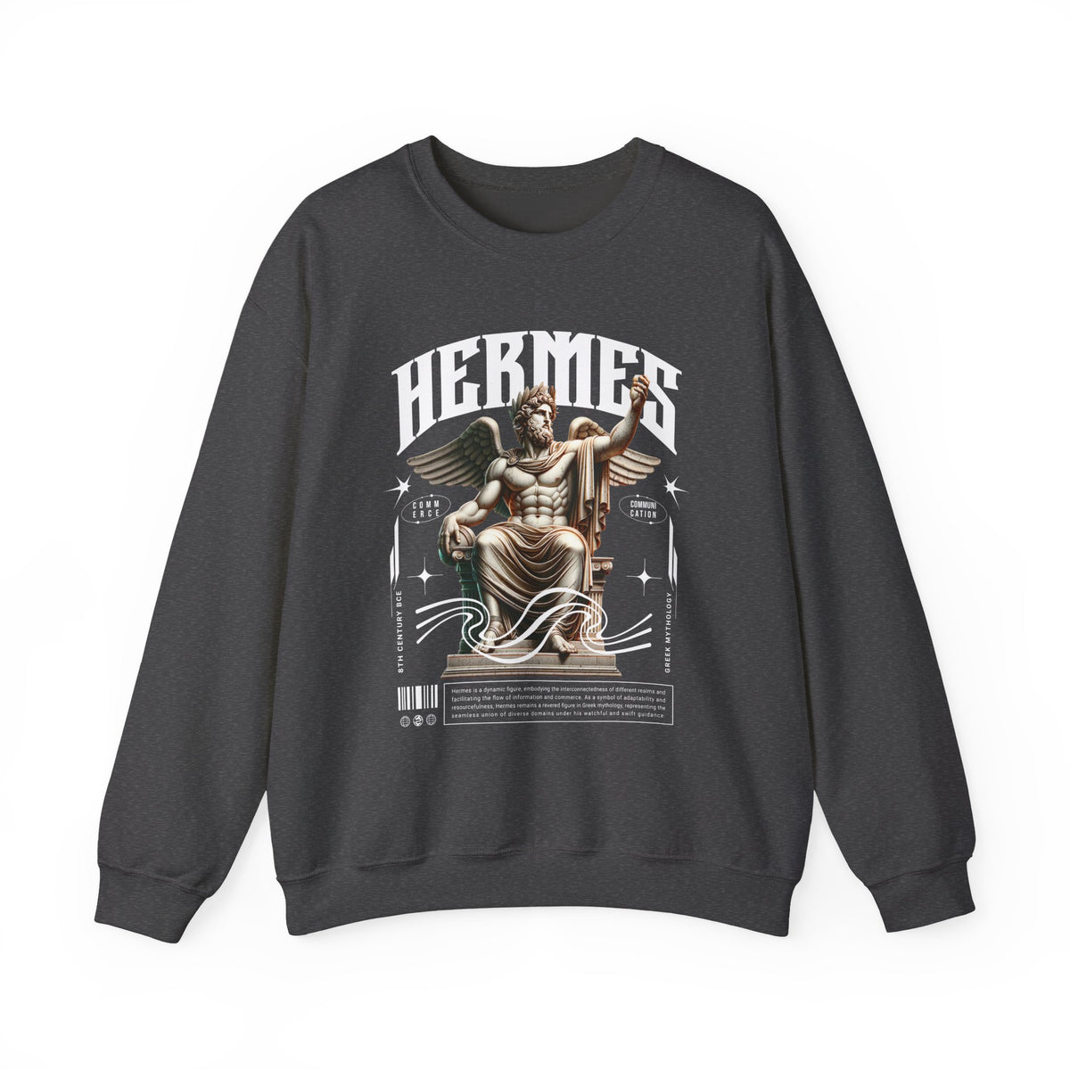 Hermes Greek Mythology Unisex Heavy Blend Crewneck Sweatshirt Ancient God of Communication and Travel Graphic Pullover