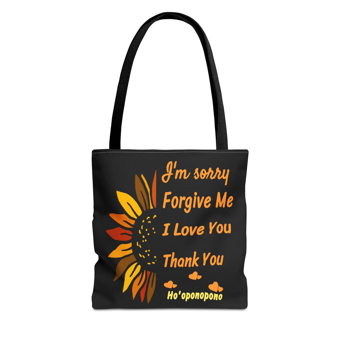Sunflower Ho'oponopono Tote Bag Hawaiian Healing Prayer Design Spiritual Positivity Canvas Bag Mindfulness Reusable Durable Eco Friendly Shopping Tote